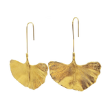 Gingko Leave Brass Earrings (7032862769331)