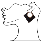 Lozenge Shape Black Wood and Metal Earrings (6943945031859)