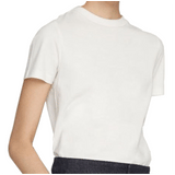 High Round Collar White T-shirt - Organic Cotton - Women (6246288064691)