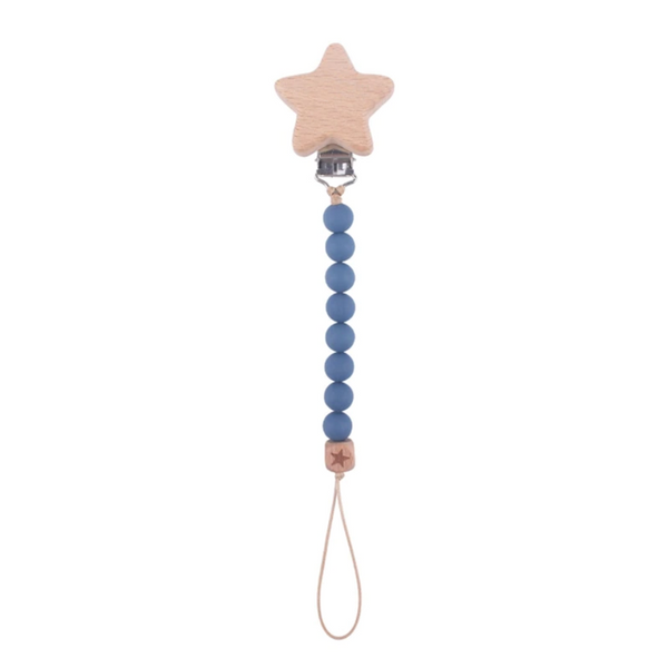 Handmade Wood and Silicone Pacifier Chain Clip - Antique Blue (7276830425267)