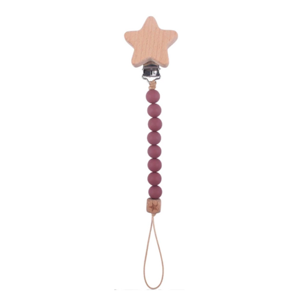 Handmade Wood and Silicone Pacifier Chain Clip -  Antique Pink (7276669567155)