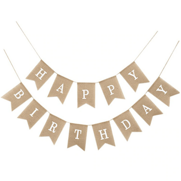 Birthday Garland - Natural Jute - White Letters (6259100188851)