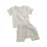 Copy of Organic Cotton Baby Set - Short and Top - White (7288997740723)