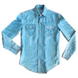 Long Sleeve Western Shirt - Organic Cotton - Blue (7292660121779)