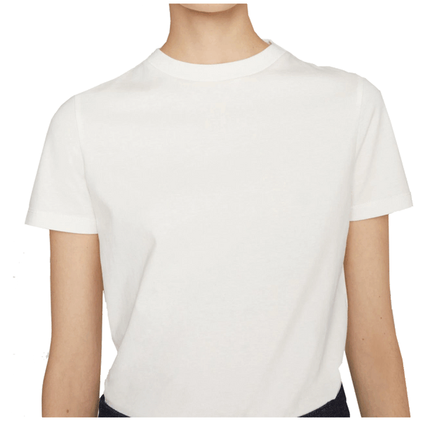 High Round Collar White T-shirt - Organic Cotton - Women (6246288064691)